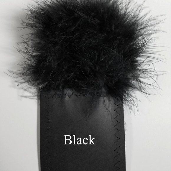 New - Black Genuine Marabou Feather Pocket Square Insert - Picture 6 of 6